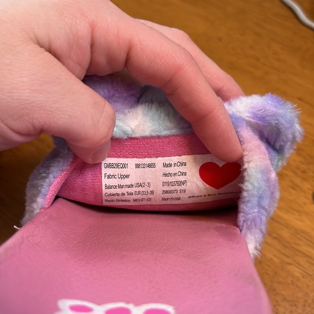 Build a Bear Brand Pastel Plush Sandals Size 2-3 Pink/Purple/Blue - Picture 4 of 7